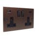 Elements 2G Switched USB Socket A+C in Copper Crackle Black Insert