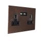 Elements USB charging double socket in Copper Crackle Finish with Black Insert