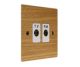 Solo Flat Plate Wood 2Gang TV/FM Co-Axial Isolated Socket in  Oak with White Insert