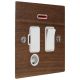 Walnut Flat Plate Wood 1 Gang 13Amp Switch Fuse Spur with Neon and Flex Outlet with White Insert