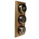 3 Gang 2 Way Period Asbury Vertical Light Oak Wood - Smooth Dome Light Switch Black pattress