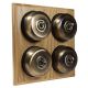 4 Gang 2 Way Period Asbury Light Oak Wood - Smooth Dome Light Switch Black pattress