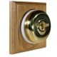 1 Gang 2 Way Period Asbury Light Oak Wood - Polished Brass Smooth Dome Light Switch White Pattress