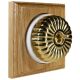 1 Gang 2 Way Period Asbury Light Oak Wood - Polished Brass Fluted Dome Light Switch White Pattress