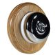 Round 1 Gang 2 Way Period Asbury Light Oak Wood - Polished Chrome Smooth Dome Light Switch White Pattress