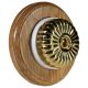 Round 1 Gang 2 Way Period Asbury Light Oak Wood - Polished Brass fluted Dome Light Switch White Pattress