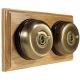 2 Gang 2 Way Period Asbury Horizontal Light Oak Wood - Antique Brass Dome Light Switch Black pattress