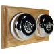 2 Gang 2 Way Period Asbury Horizontal Light Oak Wood - Polished Chrome Dome Light Switch White Pattress