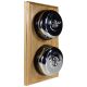 2 Gang 2 Way Period Asbury Vertical Light Oak Wood - Polished Chrome Dome Light Switch Black Pattress