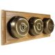 3 gang 2 Way Period Asbury Horizontal Light Oak Wood - Antique Brass Dome Light Switch Black pattress