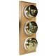 3 gang 2 Way Period Asbury Vertical Light Oak Wood - Polished Brass Dome Light Switch