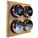 4 gang 2 Way Period Asbury Light Oak Wood - Polished Chrome Dome Light Switch Black Pattress