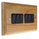 Classic Wood 6 Gang 2Way 10Amp Rocker Switch in Solid Light Oak