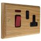 Wood 45Amp Double Pole Cooker Switch with 13Amp Switched Socket in Solid Light Oak