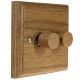 Wood 2 Gang 2Way  2 x LED Dimmer in Solid Light Oak