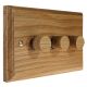 Wood 3 Gang 2Way 3 x 250W/VA Dimmer Switch in Solid Light Oak