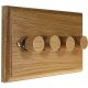 Wood 4 Gang 2Way 4 x 250W/VA Dimmer Switch in Solid Light Oak