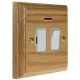 Wood 1 Gang 13Amp Switch Fuse Spur with neon in Solid Light Oak