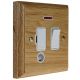 Wood 1 Gang 13Amp Switch Fuse Spur with neon and Cord Outlet in Solid Light Oak