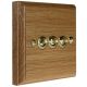 Classic Wood 3 Gang 2Way 10Amp Polished Brass Toggle Switch in Solid Light Oak