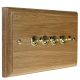 Classic Wood 4 Gang 2Way 10Amp Polished Brass Toggle Switch in Solid Light Oak