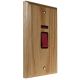 Classic 45Amp Double Pole Cooker Switch with Neon on a Vertical Twin Plate in Solid Light  Oak