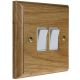 Wood 2 Gang 2Way 10Amp Rocker Switch in Solid Light Oak