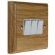 Wood 3 Gang 2Way 10Amp Rocker Switch in Solid Light Oak