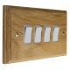 Wood 4 Gang 2Way 10Amp Rocker Switch in Solid Light Oak