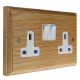 Wood 2 Gang 13Amp Switched Socket in Solid Light Oak