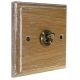 Period Wood 1 Gang Intermediate Antique Brass Toggle Switch in Solid Limed Oak