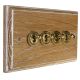 Period Wood 4 Gang 2Way 10Amp Polished Brass Toggle Switch in Solid Limed Oak