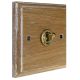 Period Wood 1 Gang Intermediate Polished Brass Toggle Switch in Solid Limed Oak