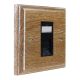 Wood 1 Gang Black Euro style RJ45 data socket in Solid Limed Oak