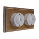 Linden 2 Gang 1 or 2 way Horizontal Bakelite Switch White Dolly On A  Limed Oak Base