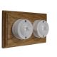 Linden 2 Gang 1 or 2 way Horizontal Bakelite Switch White Dolly On A  Light Oak Base