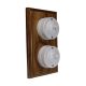 Linden 2 Gang 1 or 2way Vertical Bakelite Switch, White Dolly On A  Medium Oak Base