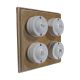 Linden 4 Gang 1 or 2way Bakelite Switch White Dolly On A  Limed Oak Base