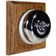 1 Gang Intermediate (3way switching) Period Asbury Medium Oak Wood - Polished Chrome Smooth Dome Light Switch White Pattress