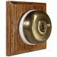 1 Gang 2 Way Period Asbury Medium Oak Wood - Antique Smooth Dome Light Switch White pattress