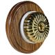 Round 1 Gang 2 Way Period Asbury Medium Oak Wood - Polished Brass fluted Dome Light Switch White Pattress