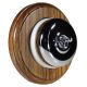 Round 1 Gang 2 Way Period Asbury Medium Oak Wood - Polished Chrome Smooth Dome Light Switch White Pattress