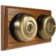 2 Gang 2 Way Period Asbury Horizontal Medium Oak Wood - Antique Brass Dome Light Switch Black pattress