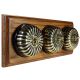 3 gang 2 Way Period Asbury Horizontal Medium Oak Wood - Antique Brass Fluted Dome Light Switch Black Pattress