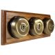 3 gang 2 Way Period Asbury Horizontal Medium Oak Wood - Antique Brass Dome Light Switch Black pattress