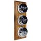 3 gang 2 Way Period Asbury Vertical Medium Oak Wood - Polished Chrome Dome Light Switch White Pattress