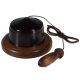 Period Brown bakelite Pull cord on a solid Medium Oak base with a hand turned acorn