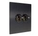 Penland 2G 2W 20A Black  Toggle Switch in Brushed Aluminium Satin Black