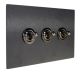 Penland 3G 2W 20A Black Toggle Switch in Brushed Aluminium Satin Black