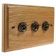 Period Wood 3G 2Way 10A Antique Brass Toggle Switch in Solid Oak